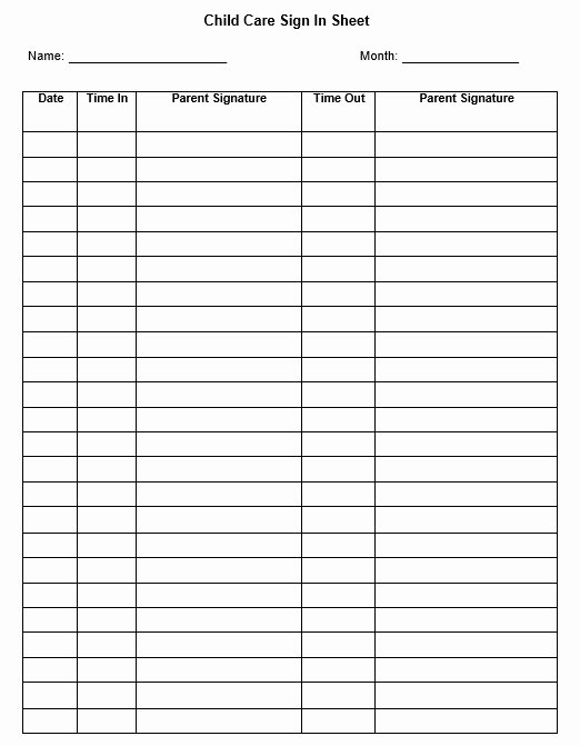 Child Care Sign In Sheet Template Unique 9 Free Sample Child Care Sign In Sheet Templates