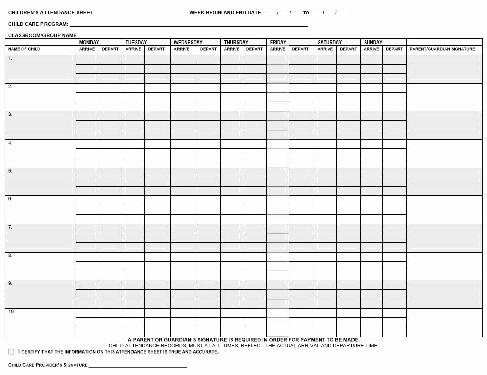 Child Care Sign In Sheets Elegant 9 Free Sample Child Care Sign In Sheet Templates