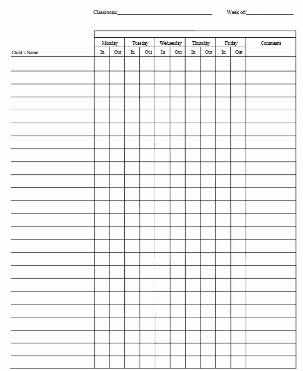Child Care Sign In Sheets Inspirational 9 Free Sample Child Care Sign In Sheet Templates