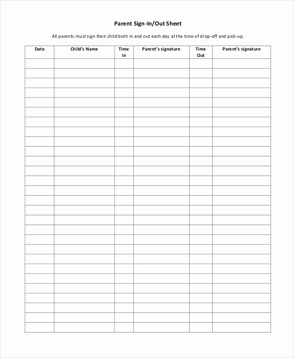Child Care Sign In Sheets New Sign In Sheet 30 Free Word Excel Pdf Documents