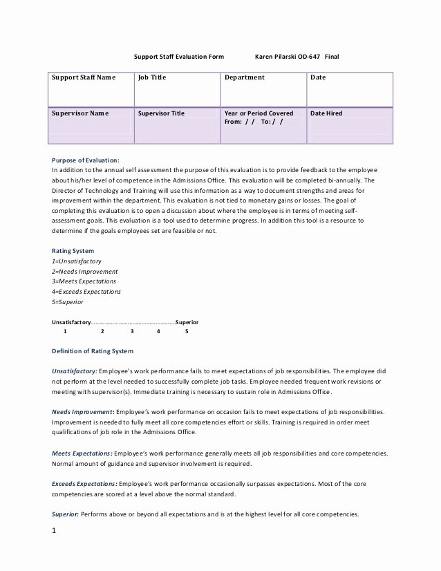 Child Care Staff Evaluation form Elegant Staff Evaluation form