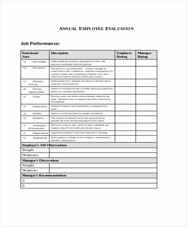 Child Care Staff Evaluation form Fresh 25 Free Employee Evaluation forms