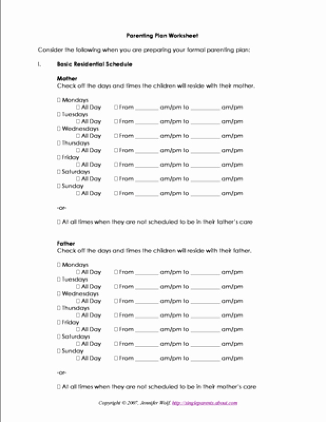 Child Custody Calendar Template Awesome Free Printable forms for Single Parents