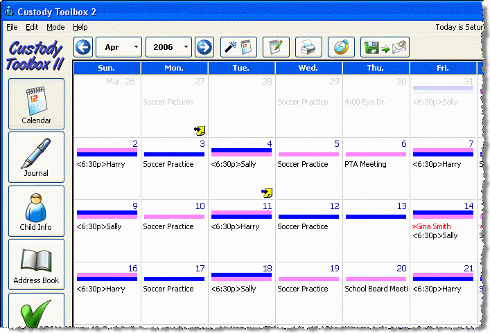 Child Custody Calendar Template Unique Custody toolbox 2 software to Help Win or Keep Custody