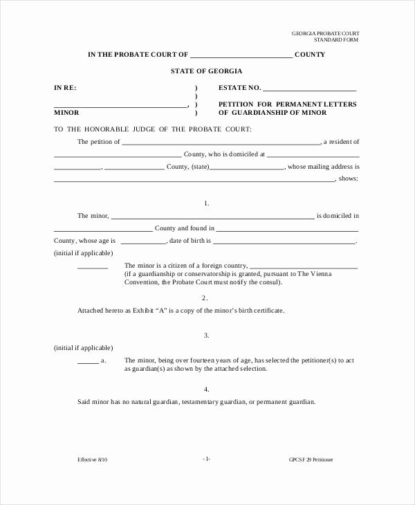 Child Custody Letter Template Awesome Guardianship forms 9 Free Pdf Word