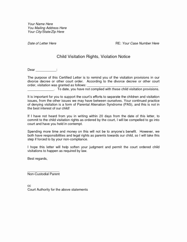 Child Custody Letter Template Unique Notarized Custody Agreement Template