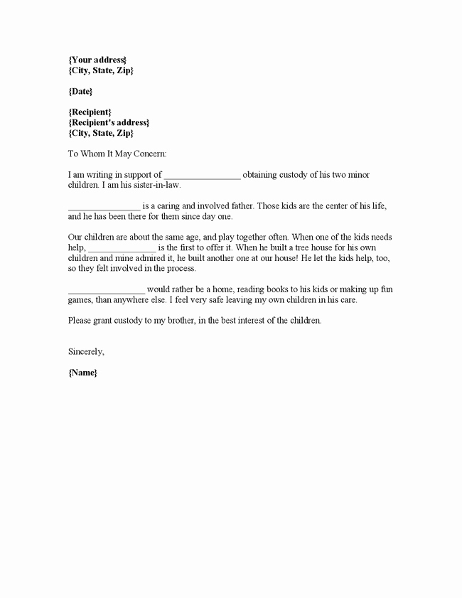 Child Custody Letter Template Unique Sample Character Reference Letter to A Landlord Contoh 36