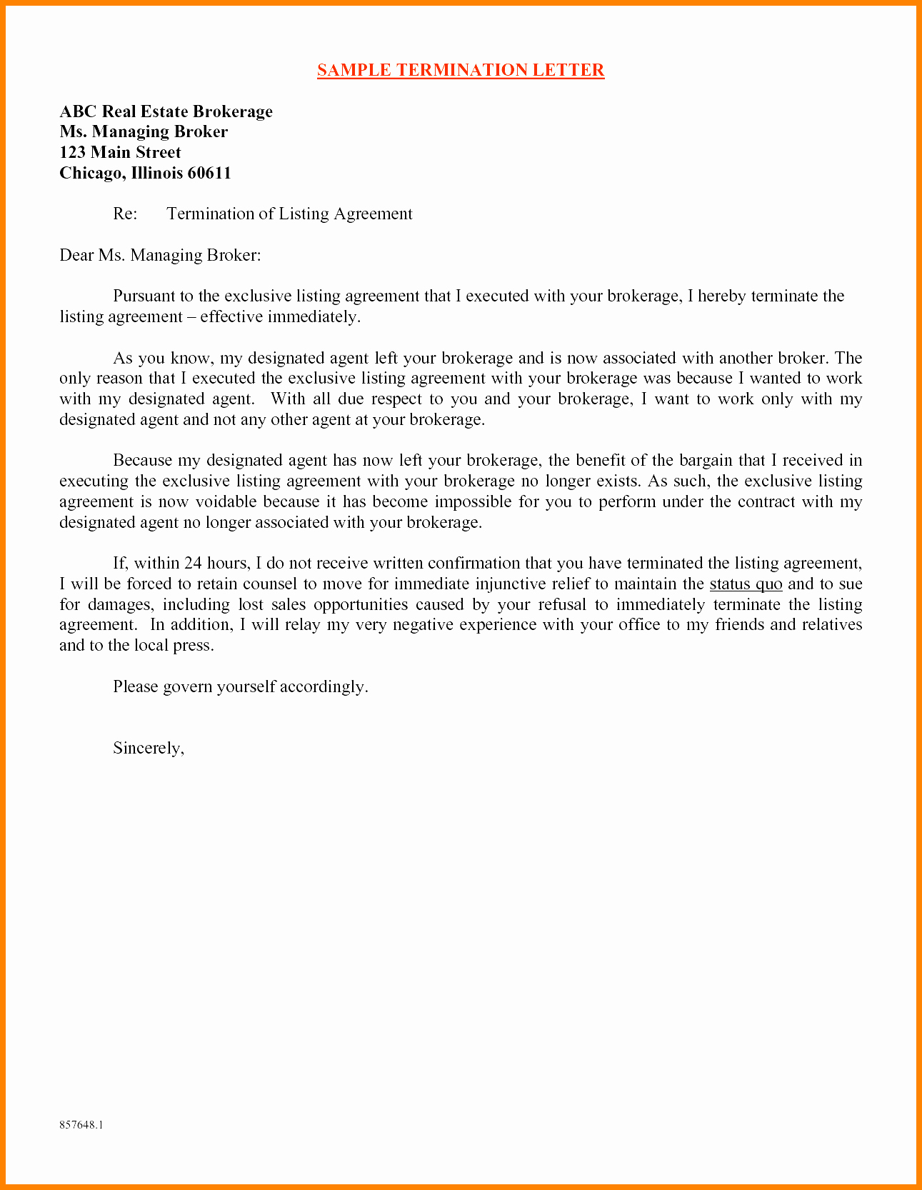 Child Relocation Agreement Template Luxury 7 Daycare Termination Letter