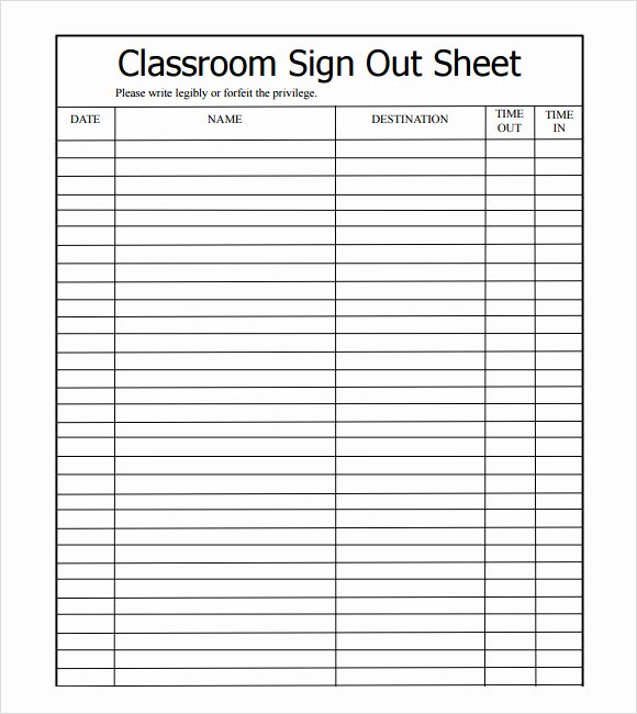 Childcare Sign In and Out Sheet Inspirational 13 Sign Out Sheet Templates Pdf Word Excel