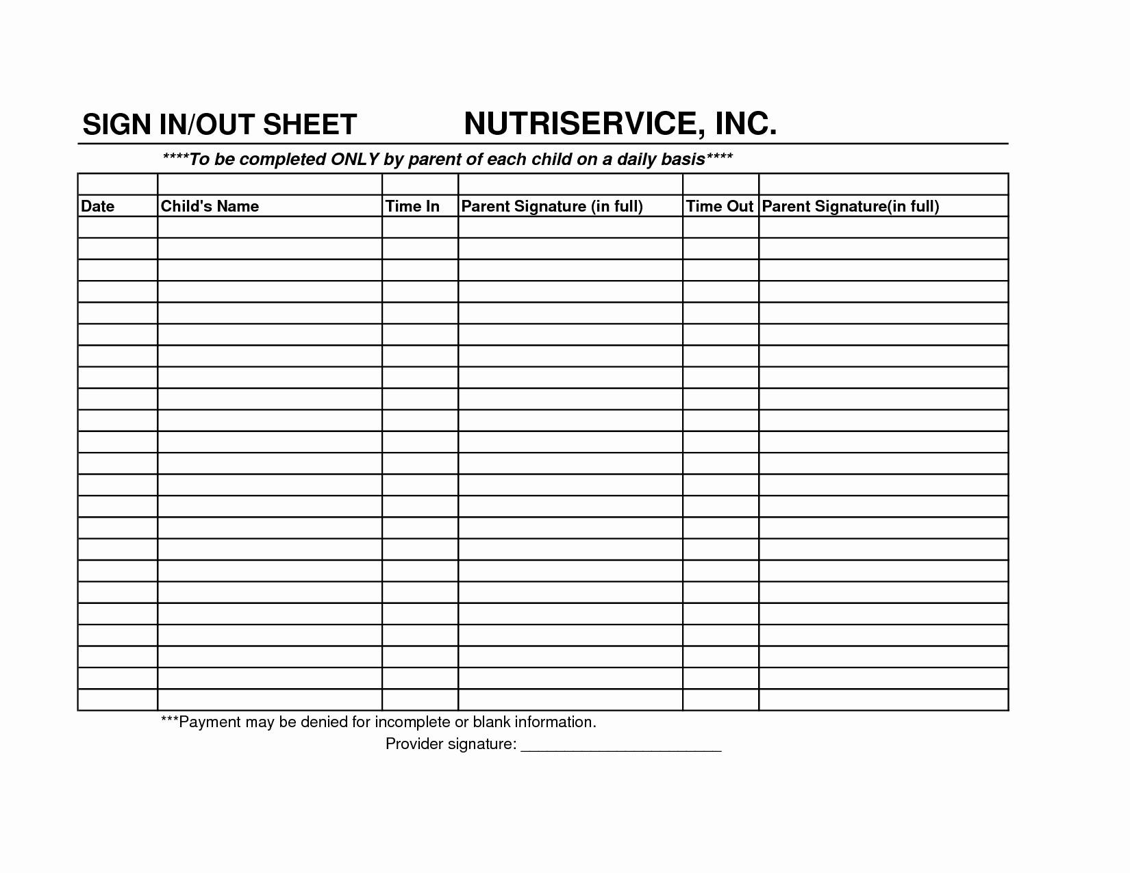 Childcare Sign In and Out Sheet Inspirational Best S Of Daily Sign In Sheet Day Care Sign In and