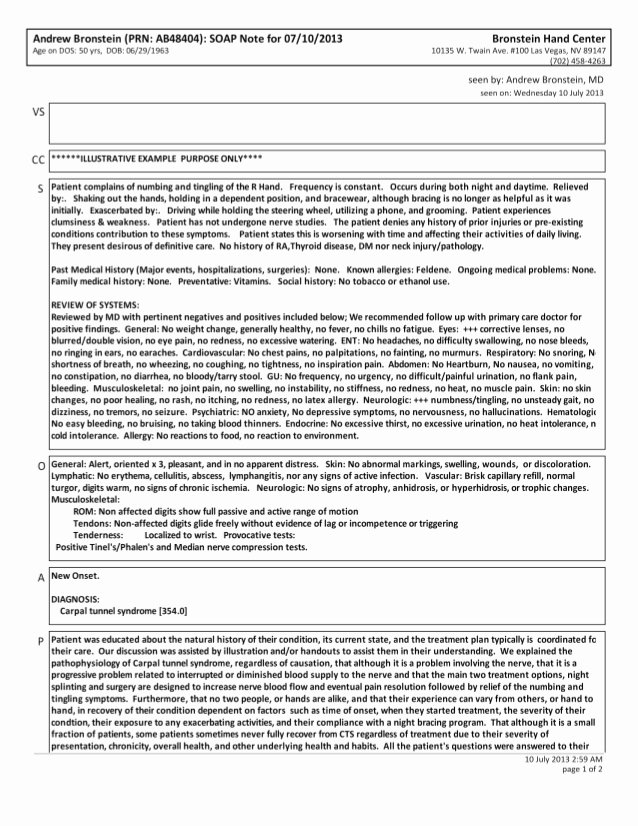 Chiropractic soap Note Example Awesome Sample soap Note From Ehr