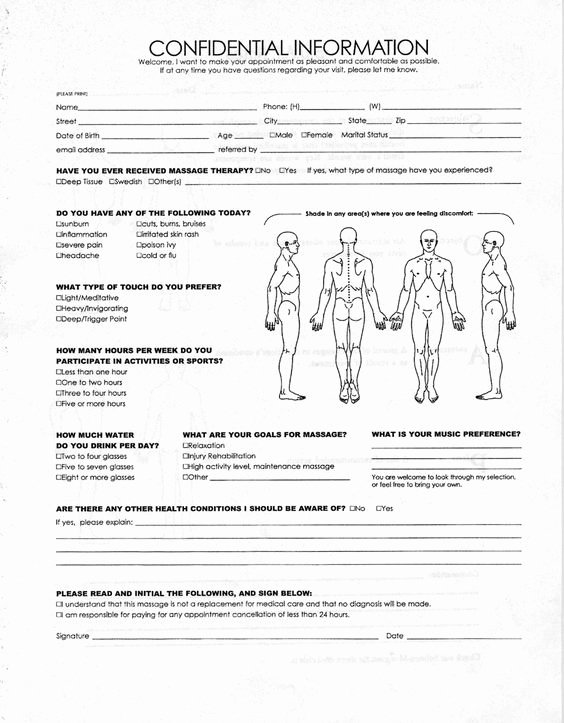Chiropractic soap Notes Template Free Unique Intake form soap Notes Massage Pinterest
