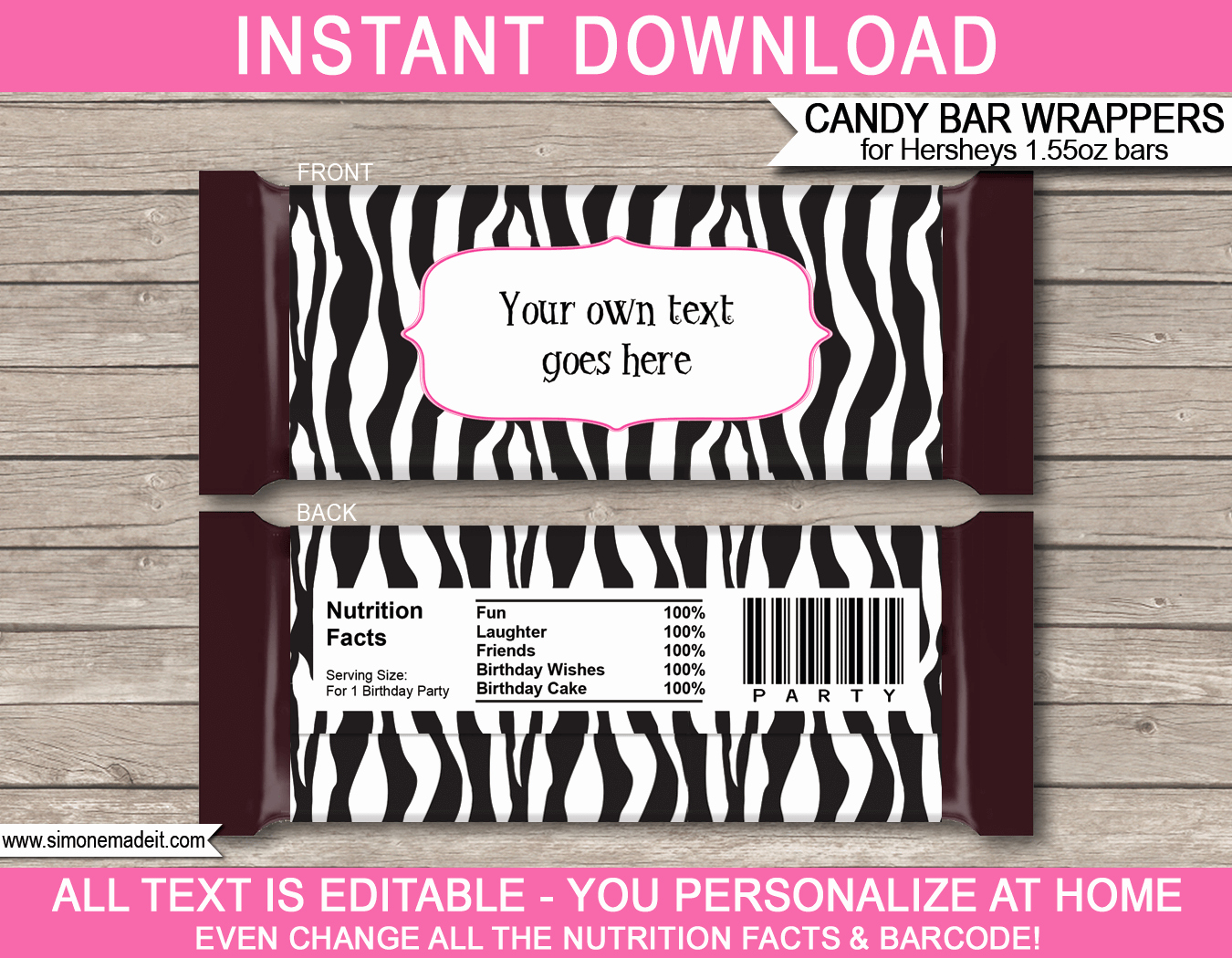 Chocolate Bar Wrapper Template Free Inspirational Zebra Hershey Candy Bar Wrappers