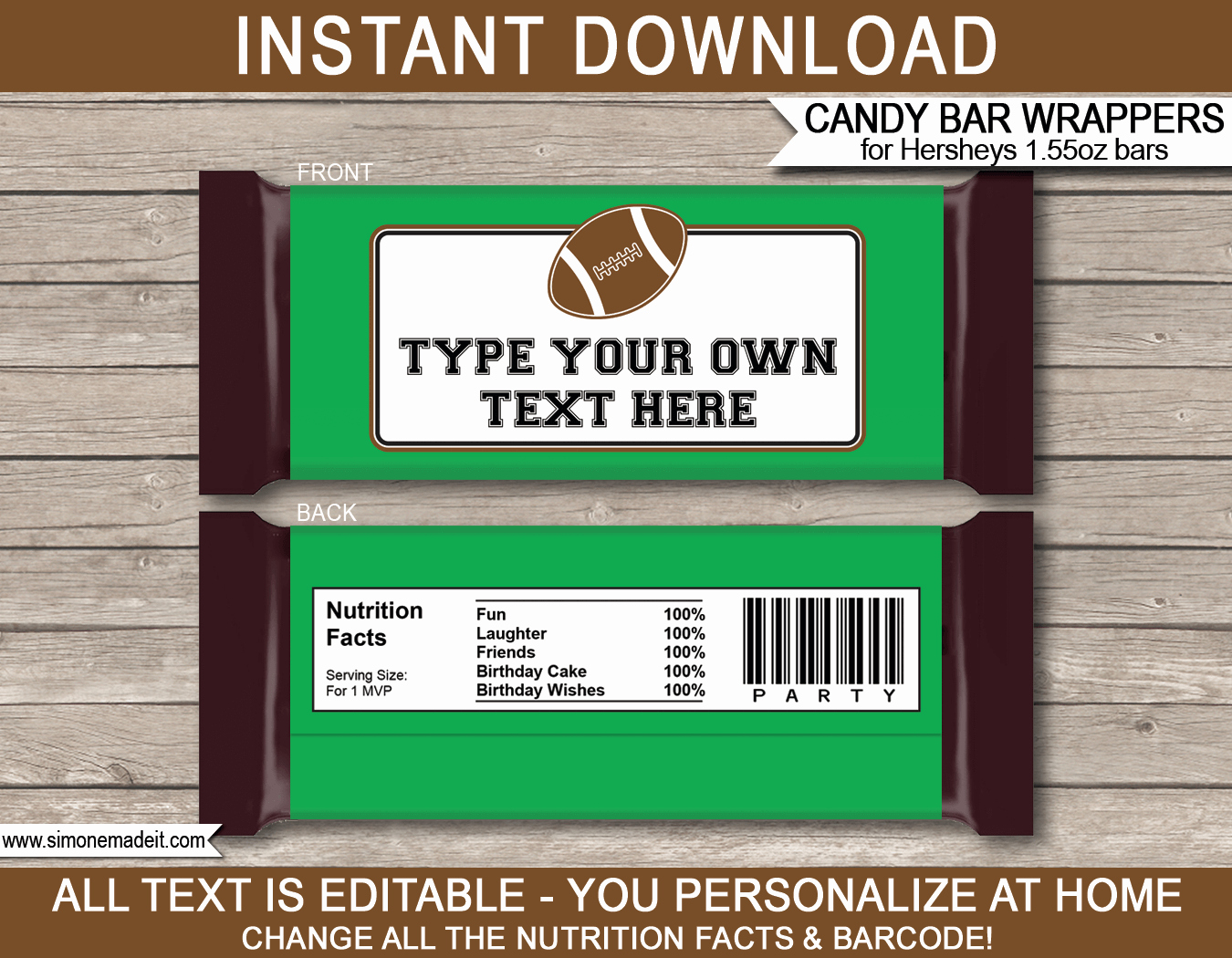 Chocolate Bar Wrapper Template Free Unique Football Hershey Candy Bar Wrappers