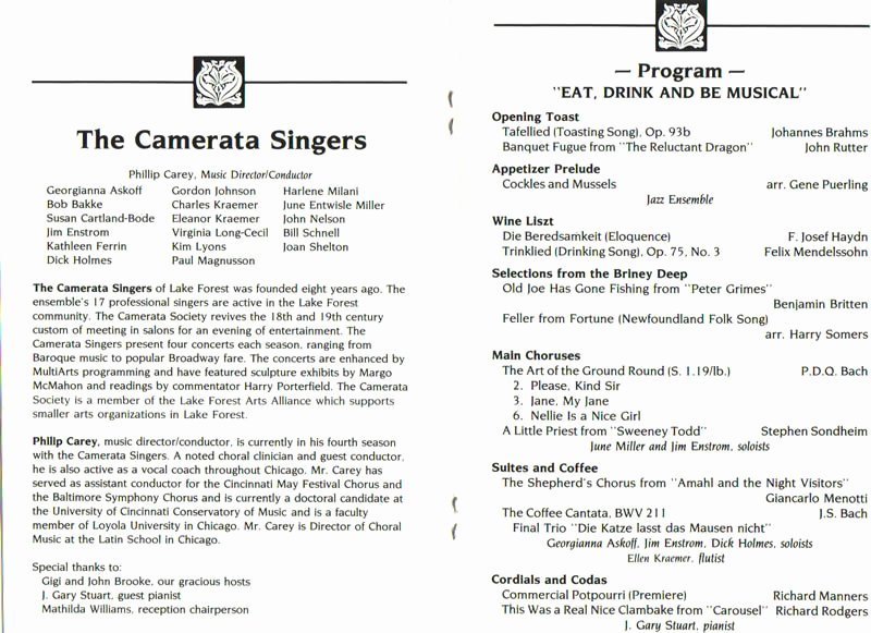 Choir Concert Program Template Fresh themes From Past Programs Camerata Singers