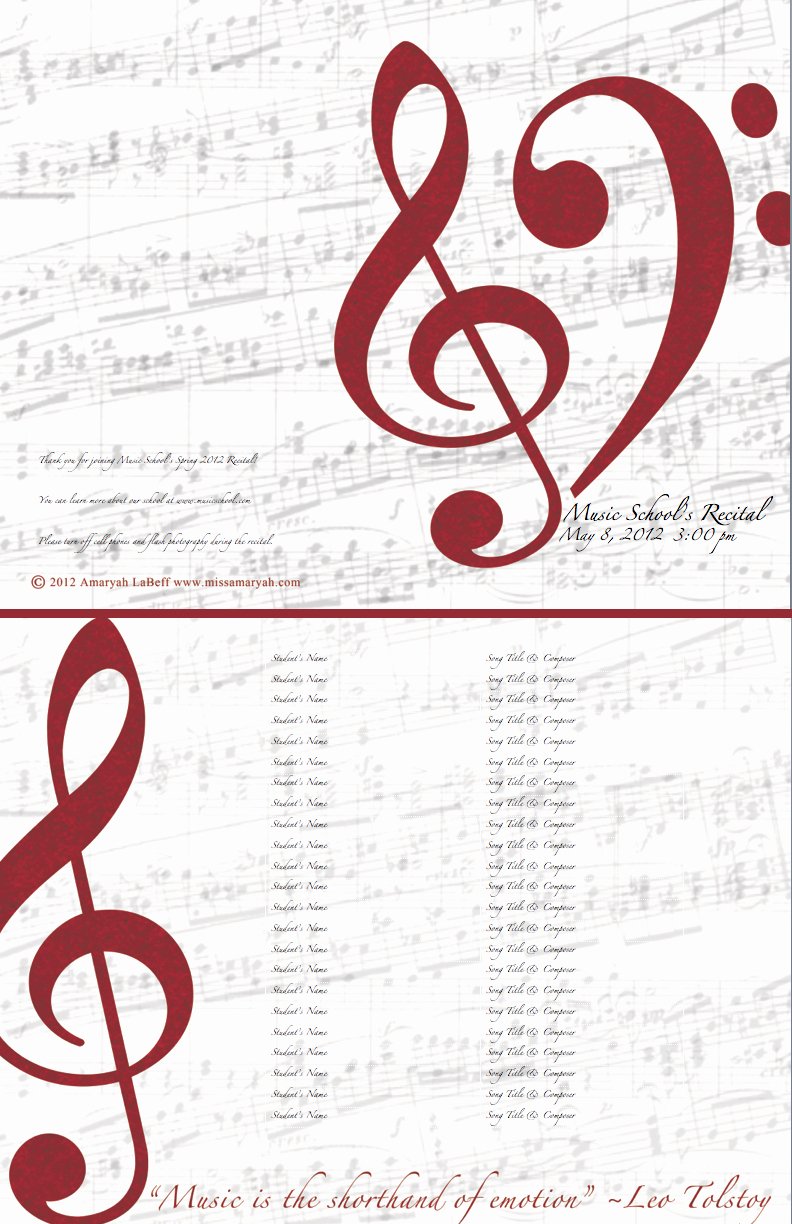 Choir Concert Program Template Lovely Free Customizable Recital Program Templates