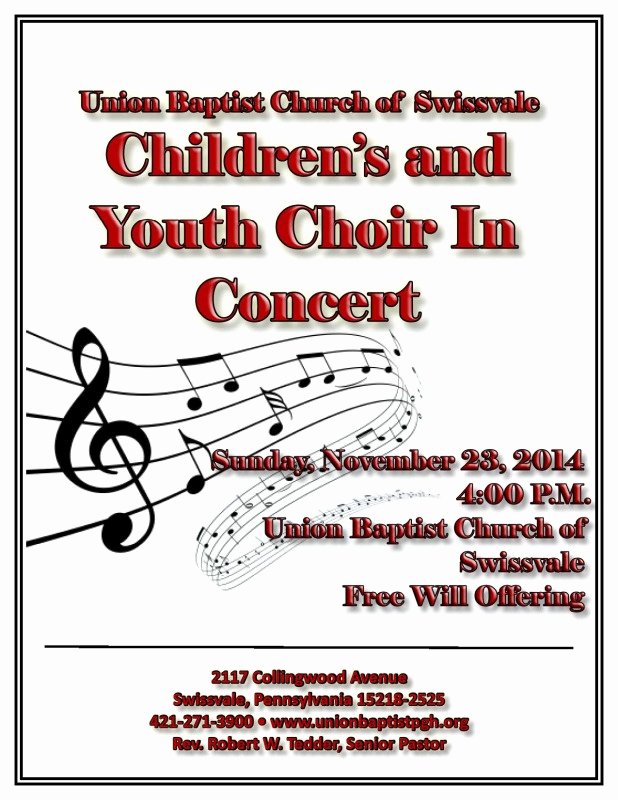 Choir Concert Program Template New Children &amp; Youth Choir Concert Union Baptist Church Of