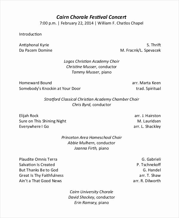 Choir Concert Program Template Unique 34 Sample Program Templates Word Psd Ai