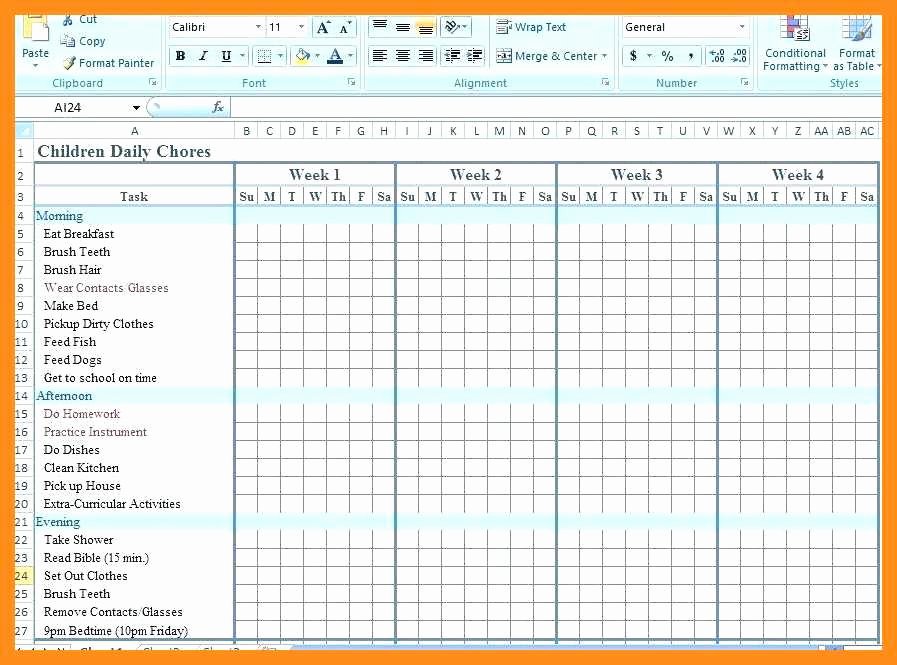 Chore Chart Templates Excel Best Of 11 12 Chore Chart Template for Family