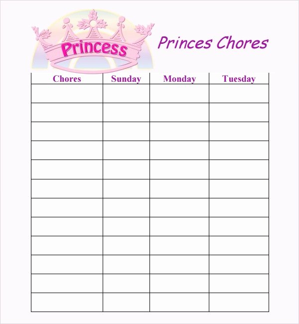 Chore Chart Templates Excel Luxury Chore List Templates 7 Free Documents Download In Word