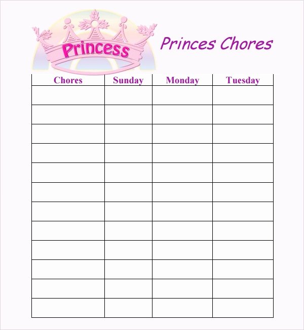 Chore Chart Templates Excel Luxury Chore List Templates 7 Free Documents Download In Word