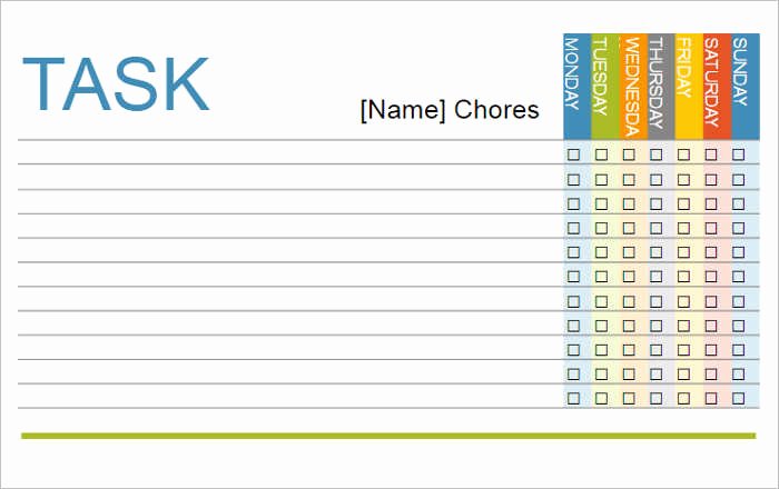 Chore Chart Templates Excel New 22 Chore Chart Template Free Pdf Excel Word formats