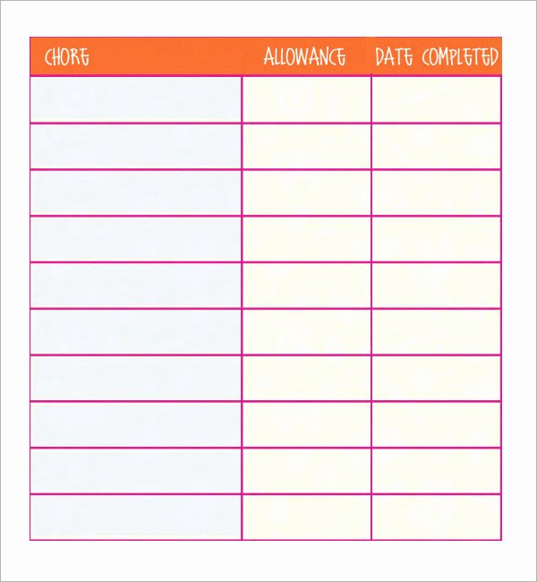 Chore Chart Templates Excel New 8 Chore List Templates