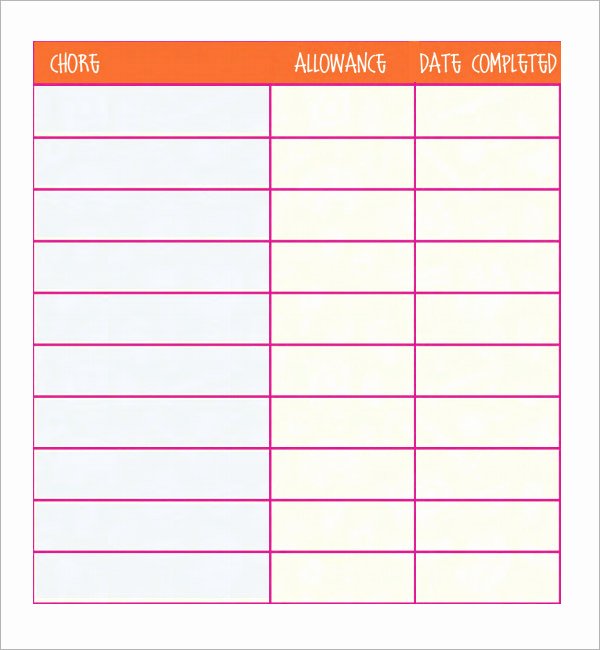 Chore Chart Templates Excel New 8 Chore List Templates