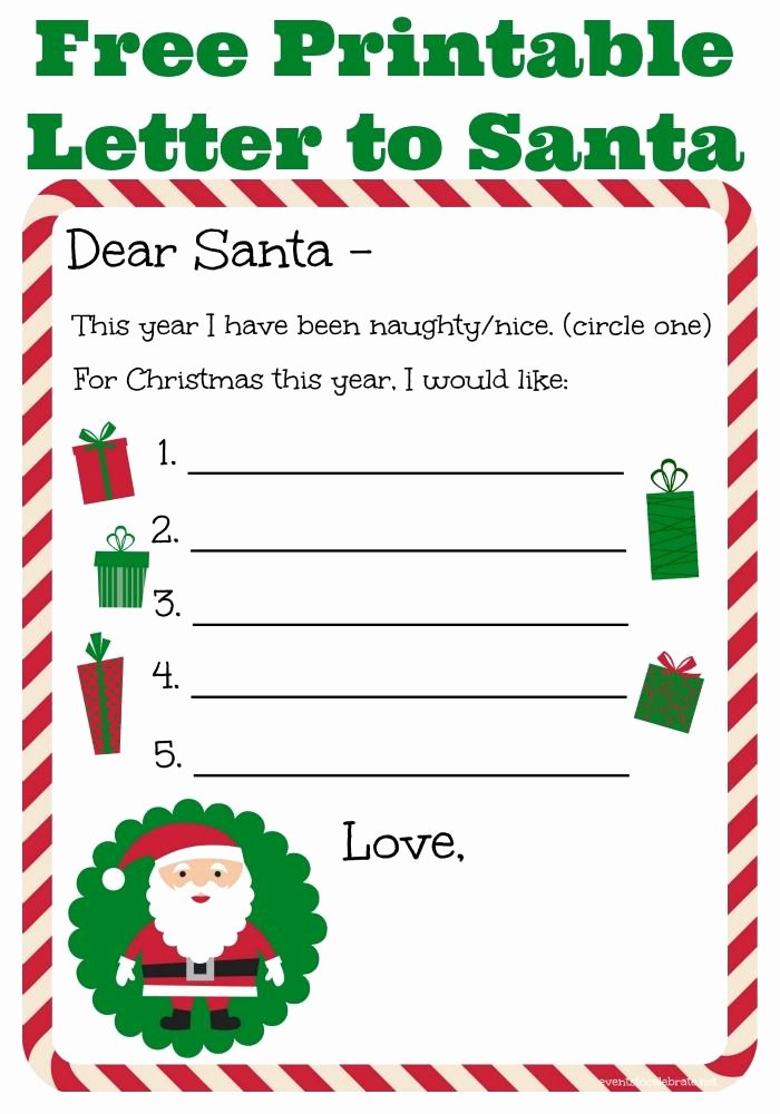 Christmas Letter Template Free Inspirational Letter to Santa Free Printable events to Celebrate