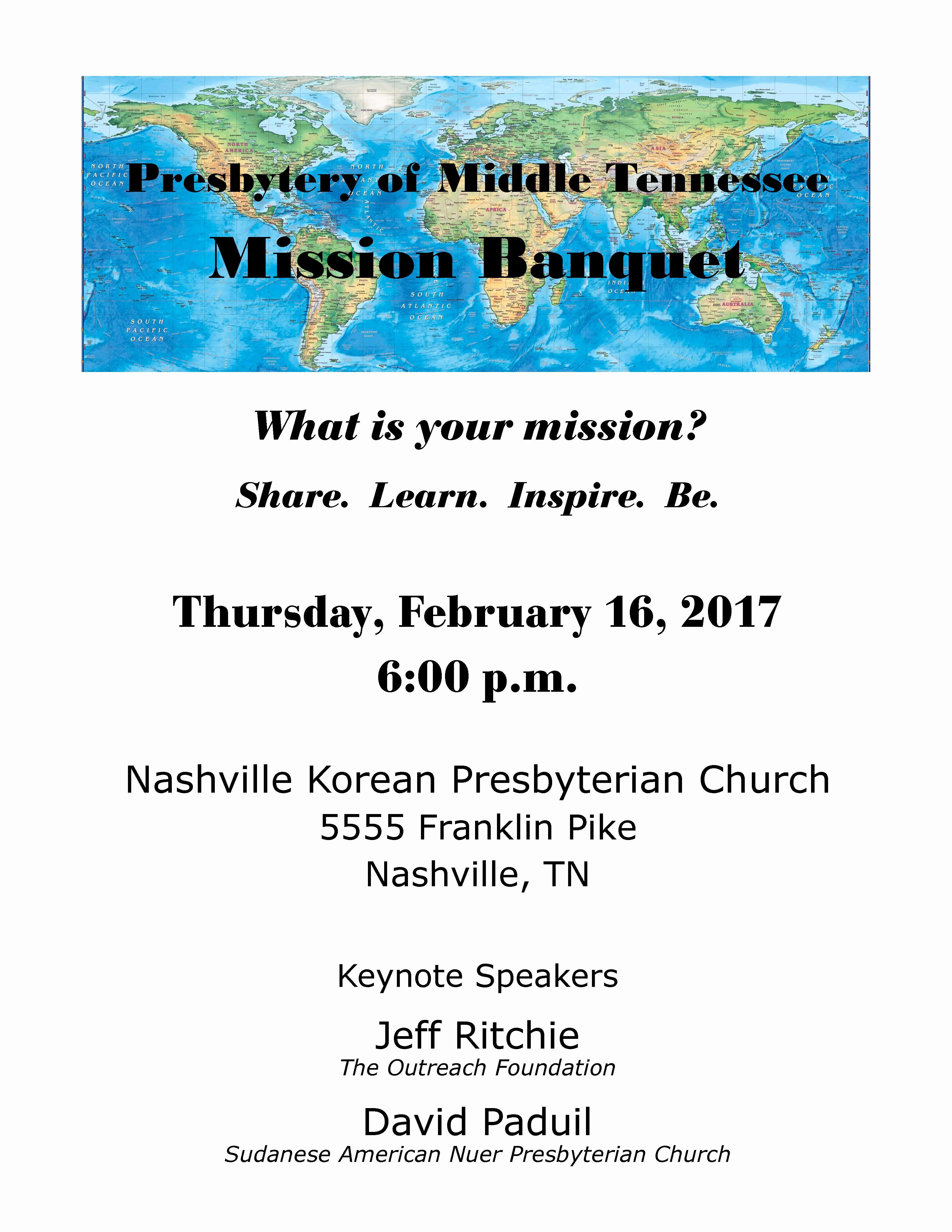 Church Banquet Program Fresh Mission Banquet – February 16 2017