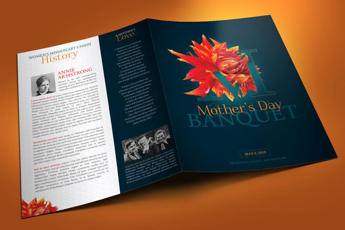 Church Banquet Program Fresh Mothers Day Banquet Program Template On Behance