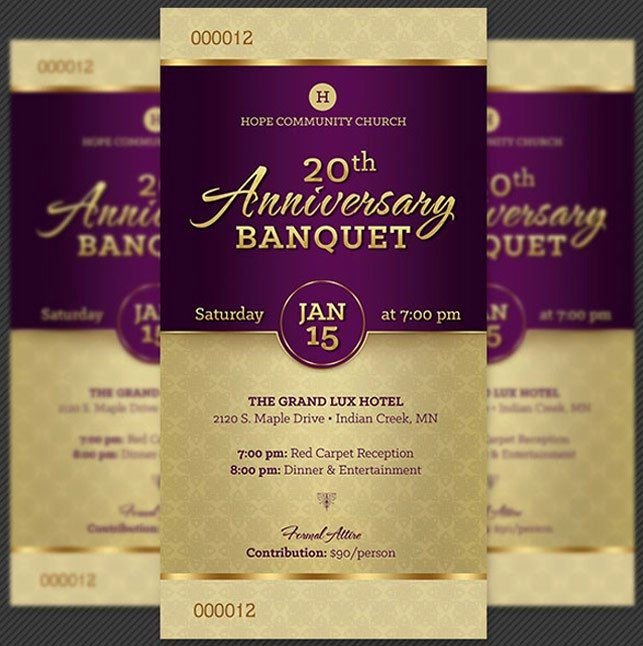 Church Banquet Program Lovely Church Anniversary Banquet Ticket Template