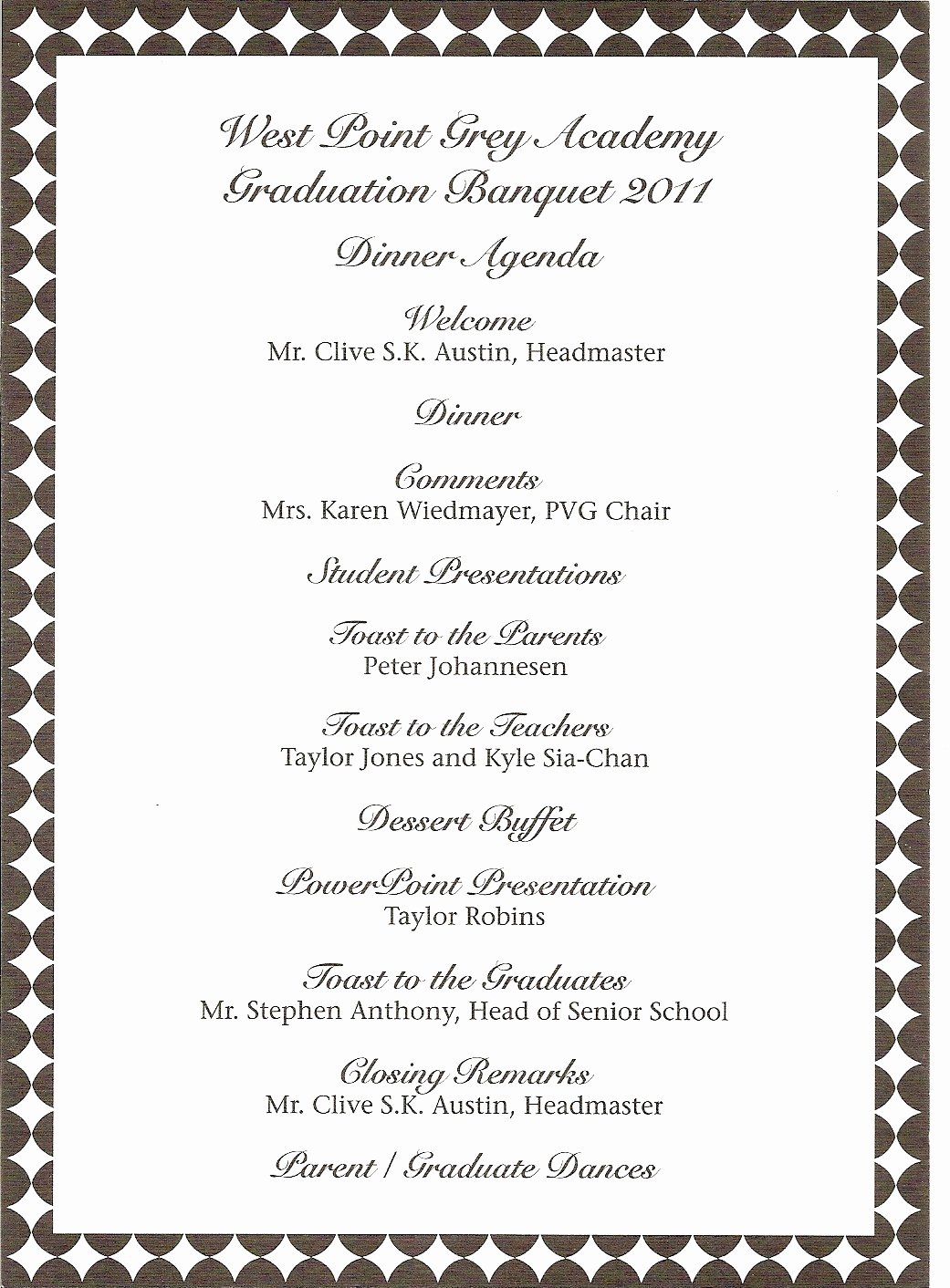 Church Banquet Program New Donna S Report Wpga Graduation Banquet Teddy