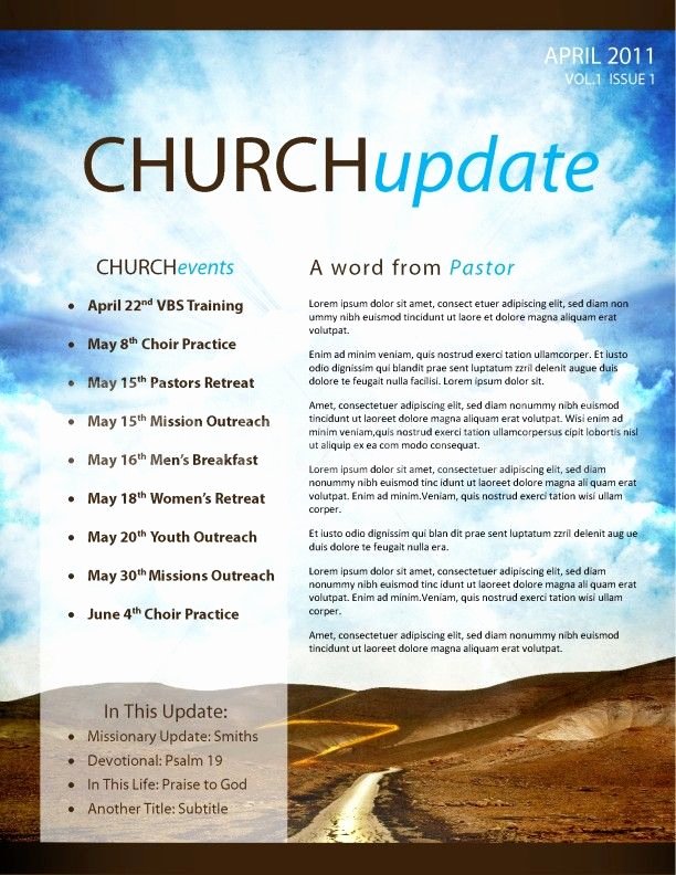 Church Bulletin Templates Free Elegant Pathway Church Newsletter Template Page 1