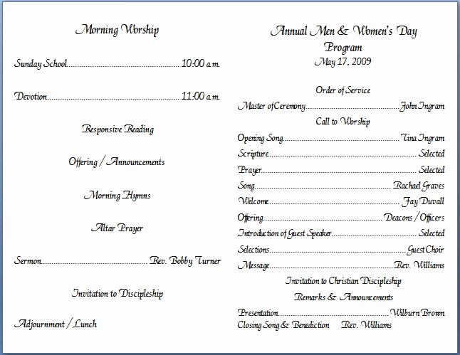 Church Bulletin Templates Free Lovely Church Bulletin Templates