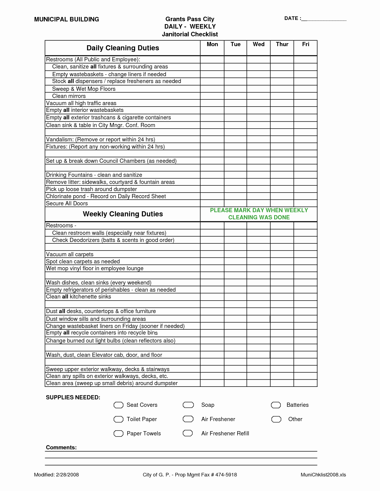 Church Cleaning Checklist Spreadsheet Inspirational Fice Cleaning Checklist Pdf