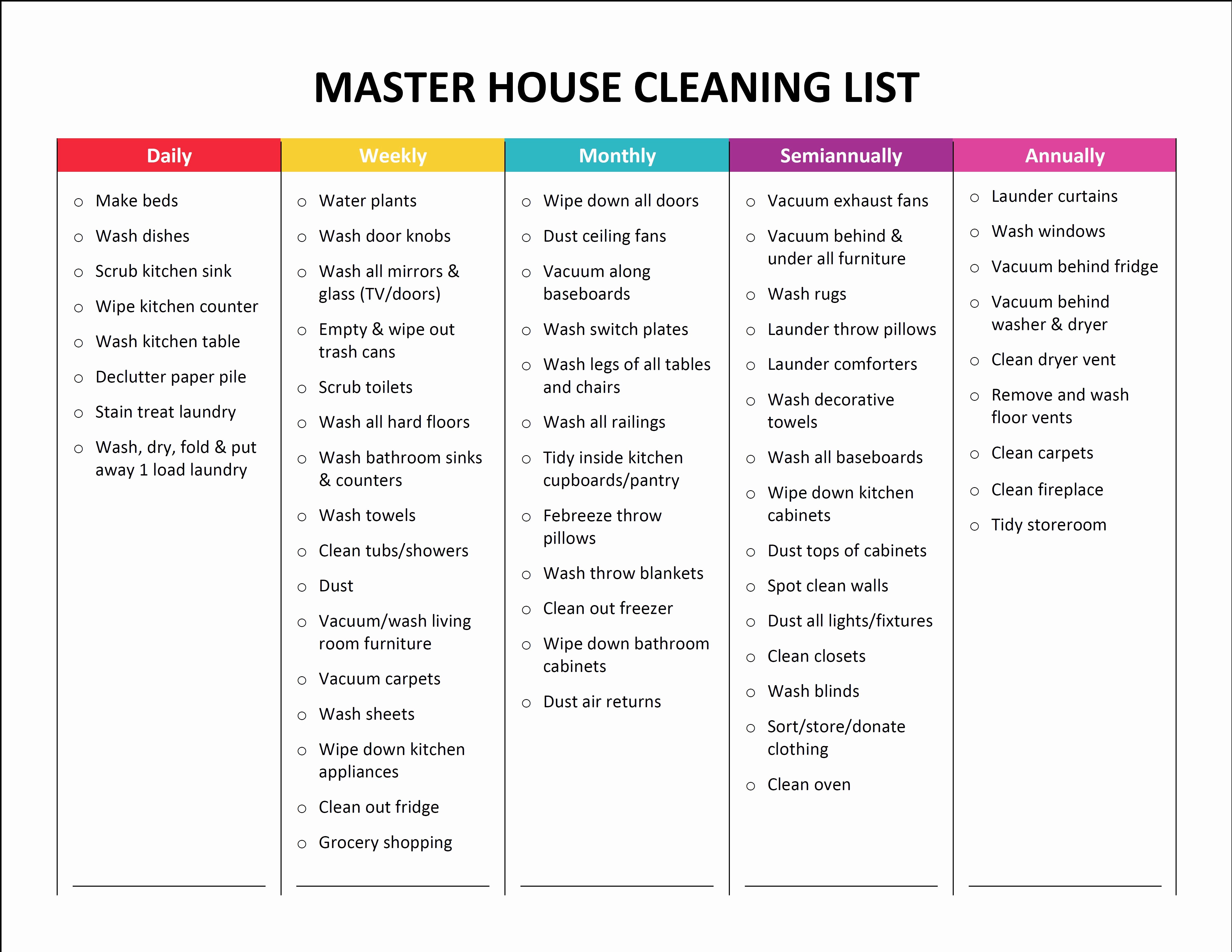 Fall Church Cleaning Checklist Printable