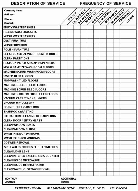 Church Cleaning Checklist Spreadsheet New Mercial Cleaning Templates