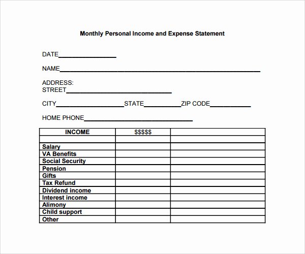 Church Income and Expense Statement Template Beautiful Personal In E and Expenses Template Statement