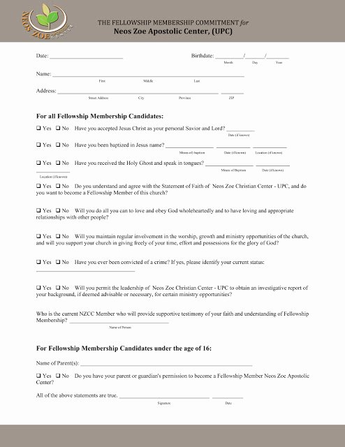 Church Membership form Best Of Church Matters the Church Covenant form