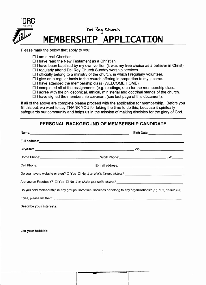 Church Membership form Inspirational Practicing Discernment Del Rey Church’s Membership