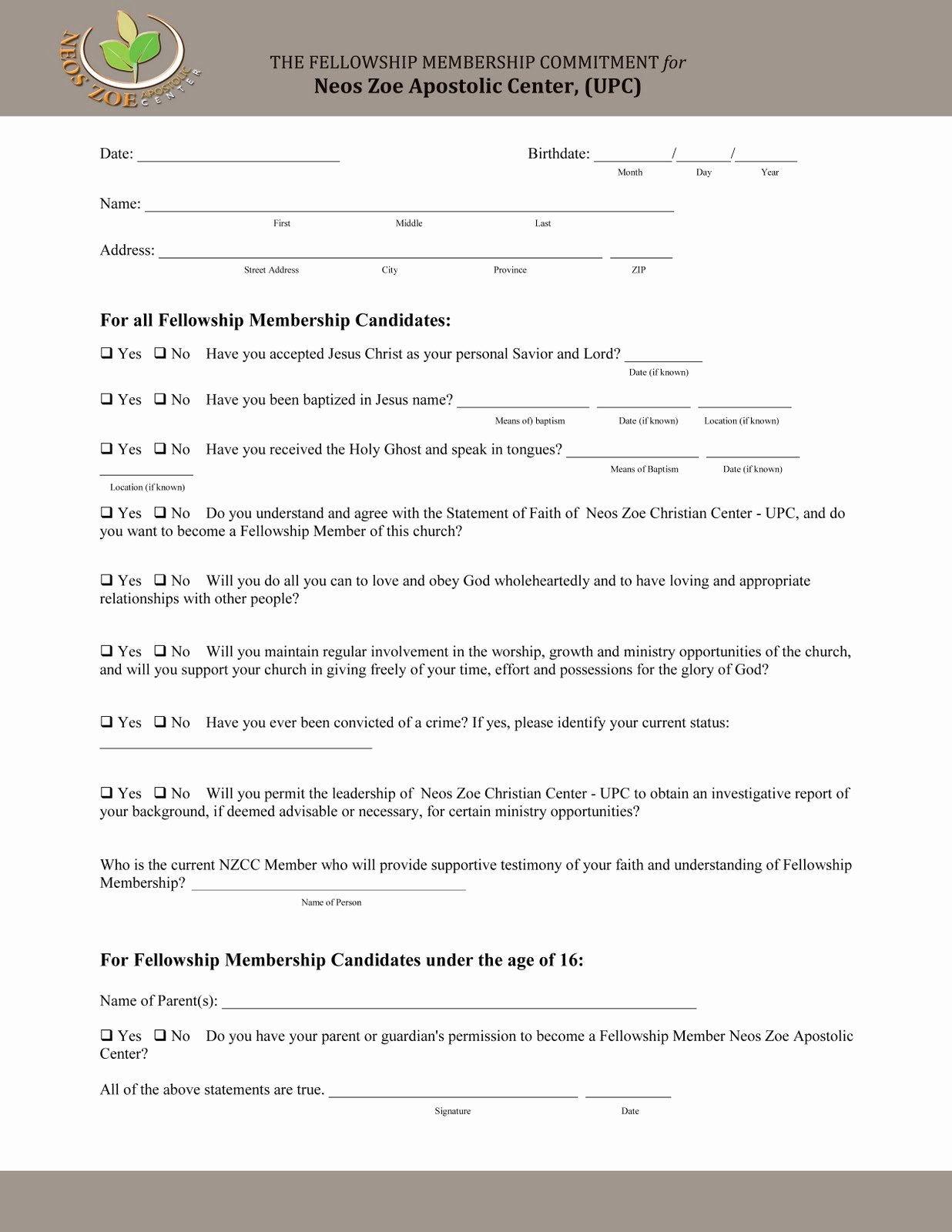 Church Membership form Unique Church Matters the Church Covenant form