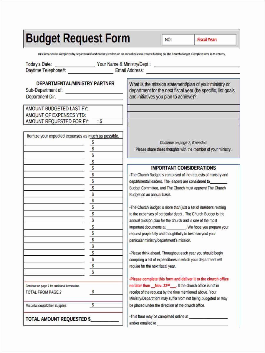 Church Ministry Budget Template Lovely 5 Church Bud form Sample Free Sample Example format