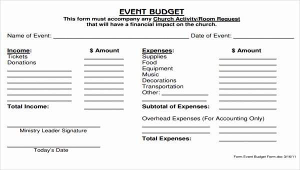 Church Ministry Budget Template New 5 Church Bud form Sample Free Sample Example format