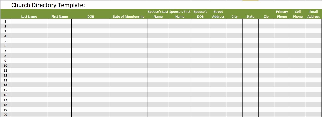 Church Photo Directory Template New Church Directory Template Word and Excel Excel Tmp