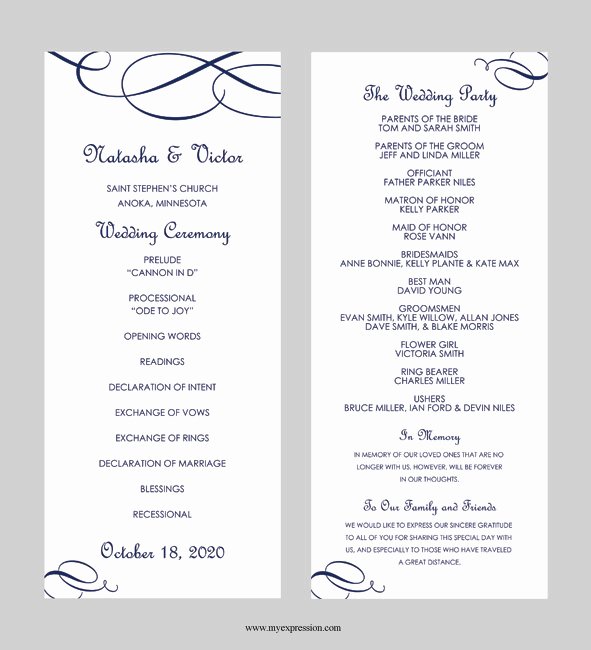 Church Program Templates Free Download Awesome Wedding Program Template – Tea Length Calligraphic