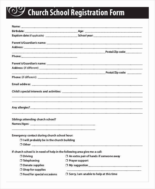 Church Registration form Awesome Registration forms In Pdf