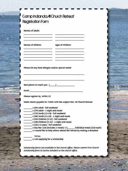 Church Registration form Beautiful All Church Retreat – First Church Seattle