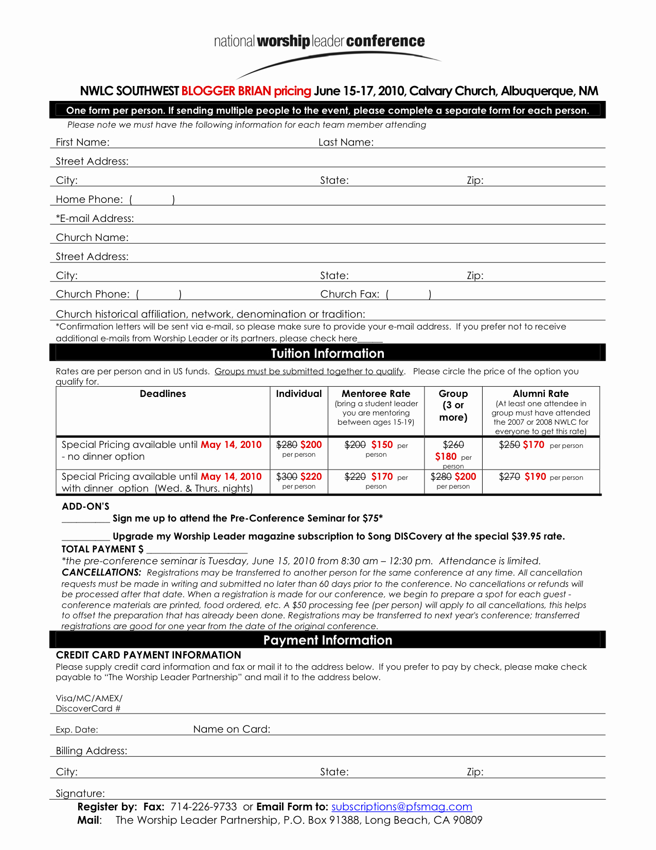 Church Registration form Beautiful Church Talk