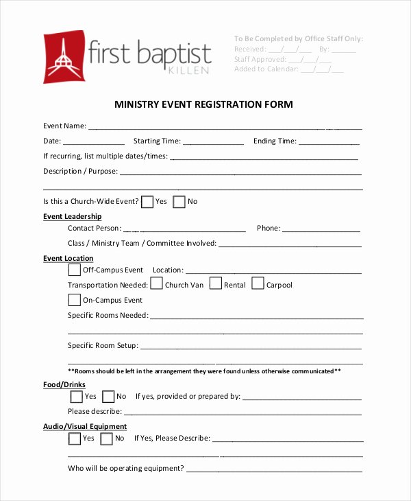 Church Registration form Elegant Church Conference Registration form Template Templates